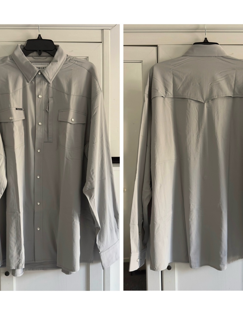 Poncho The San Saba Long Sleeve Shirt in Grey Men's Size XL Regular Fit